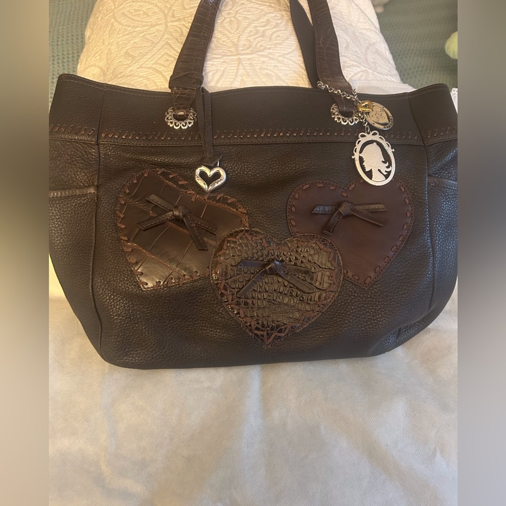 Brighton Dark Brown Tote with Heart Accents
